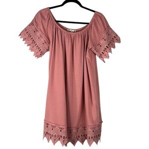 Iris Mauve Pink Boho Festival Casual Lace Flowy Summer Spring Dress Size XL